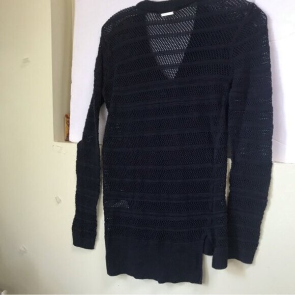 Michael Kors Cotton V Neck Open Knit Lightweight Sweater High Low Slit Hem Knit - Picture 3 of 14